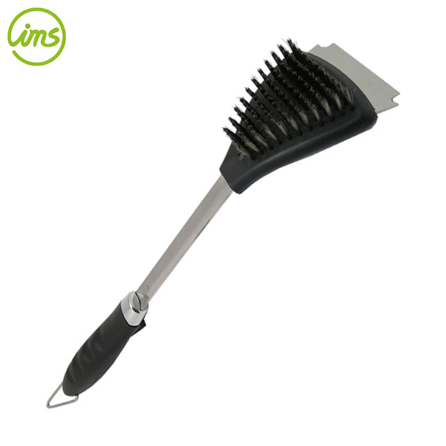 2-in-1 bbq grill brush with scraper | heavy-duty grill cleaning tool
